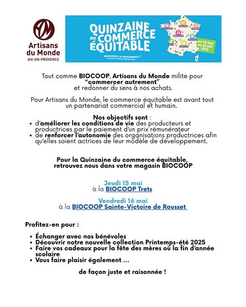 VENTE ARTISANS DU MONDE